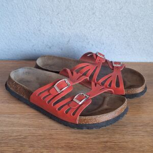 Birkenstock Betula Granada Leather Slide Sandals Women’s 7 38 Narrow Red Shoes